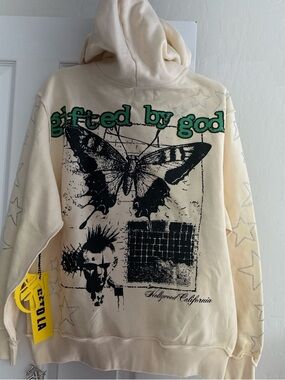 Streetwear NWT GFTD LA "Super Star" Butterfly Hoodie | Cream Small 🦋✨